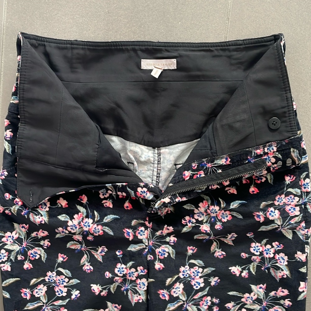 Rebecca Taylor Black Skinny Jeans with Pink Floral Print - Picture 13 of 16